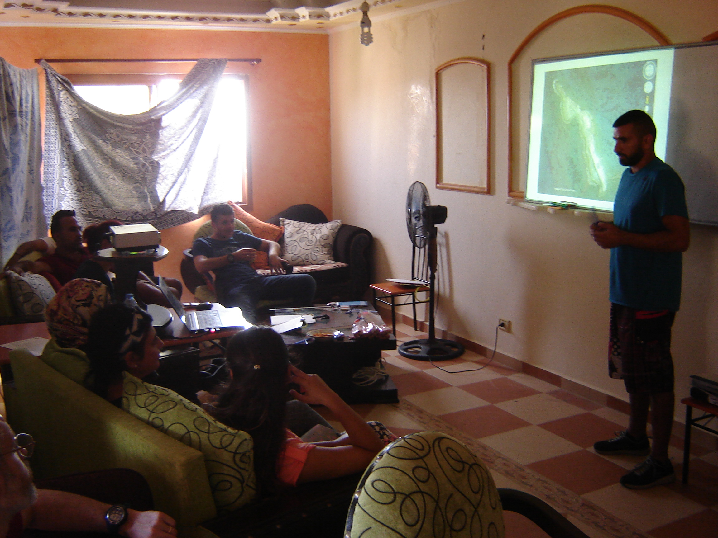 Mario providing a safety briefing in the classroom